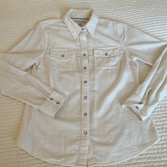 Banana Republic Button Down Cream Corduroy Shirt Size Small - Picture 6 of 8